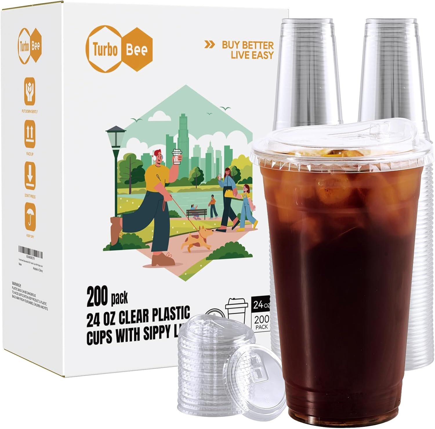 Saját márkás 24 OZ 200 szett átlátszó műanyag poharak egyedi logóval szívószál nélküli ivófedéllel kristálytiszta eldobható to-go poharak jeges kávéhoz smoothiekhoz szódához limonádéhoz hideg italokhoz gyártótól